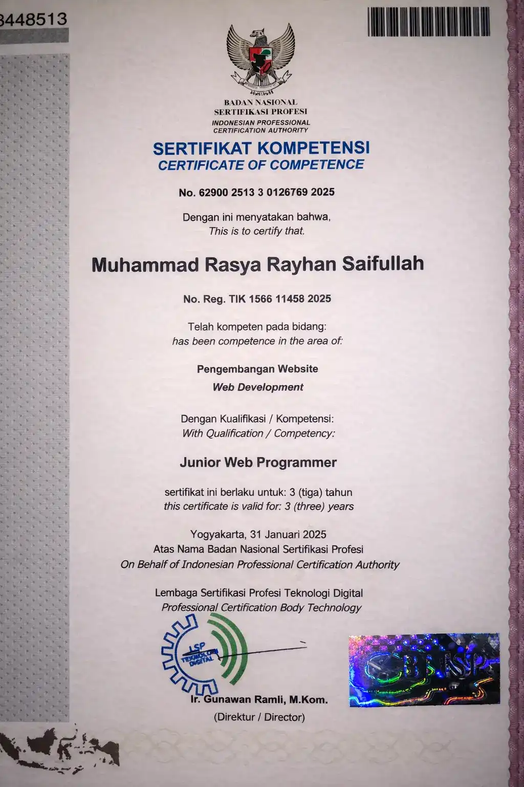 BNSP Certified Junior Web Developer